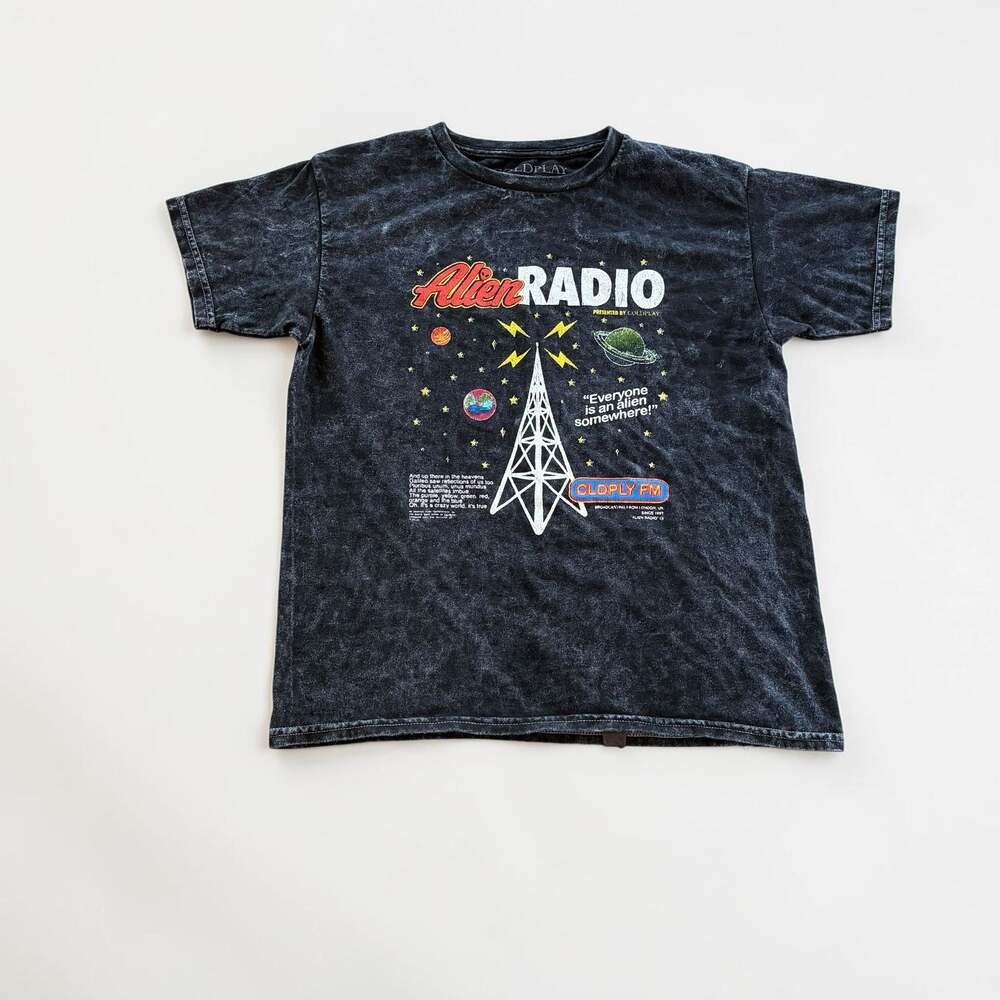 Coldplay Music of the Spheres World Tour Alien Radio Acid Wash T-Shirt